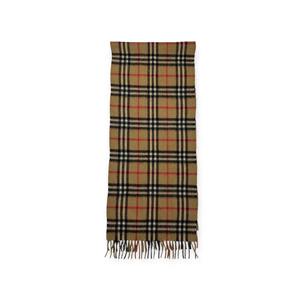 🔴 Vintage Burberrys Scarf Nova Check 100% Cashmere Camel - Picture 3 of 7